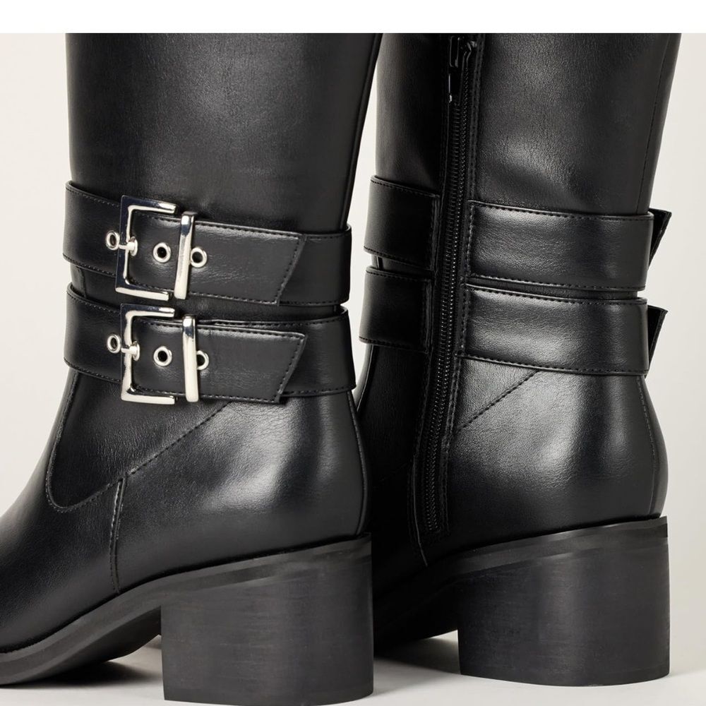 The Drop ‘Sage’ Tall black Biker/ Moto Boot with Buckles NEW w/ tags size 11 - Picture 6 of 10